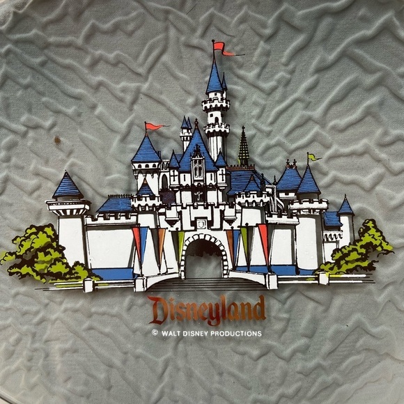 Vintage Walt Disney Grey Glass Souvenir Plate of Disneyland Princess Castle - Picture 2 of 4